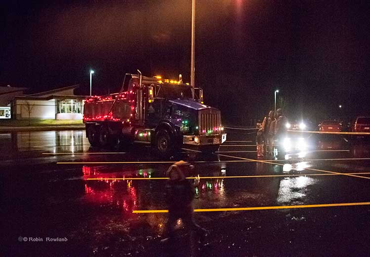 Dump truck and Christmas lights